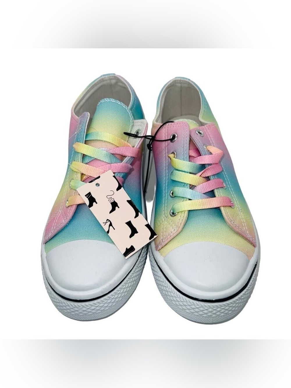 Oasis Women's Lace Up Rainbow Pastel Canvas Sneakers Size 6 New